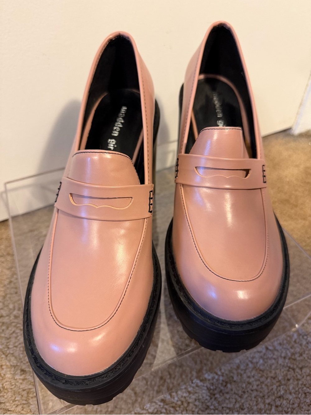 Madden Girl Rose Pink Chunky Platform Loafers size 11 - Picture 4 of 6
